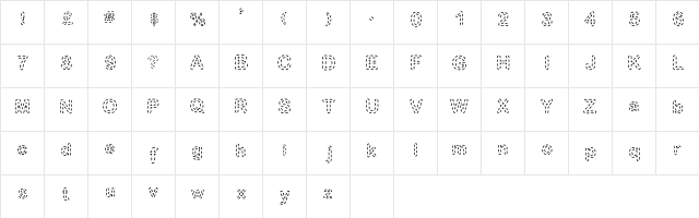 StitchRounded Regular  glyph index