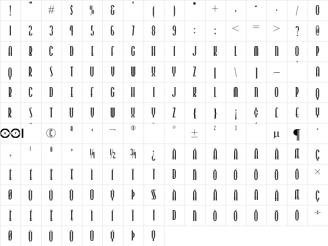 Points West NF Regular  glyph index