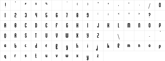 Nerves Fade Regular  glyph index