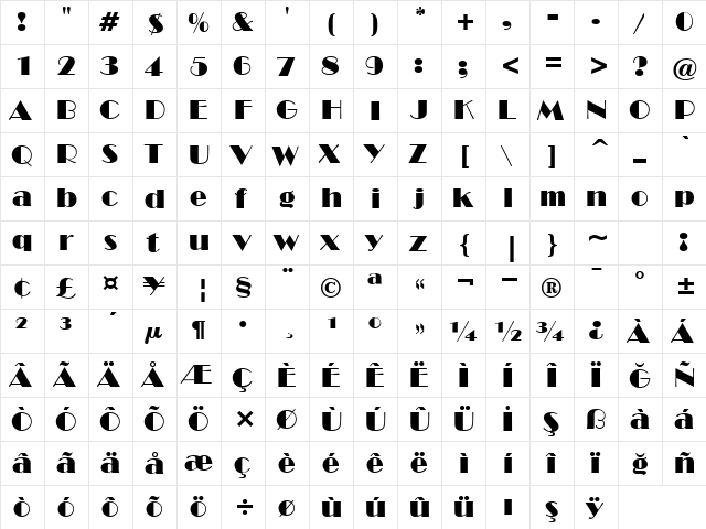 00976 Regular  glyph index