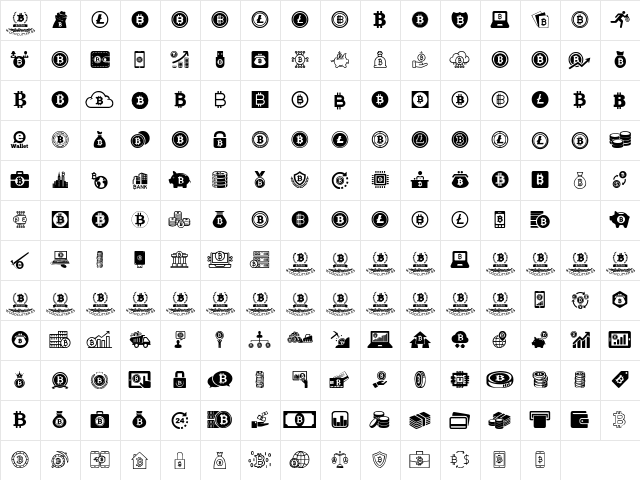 Bitcoin Regular  glyph index