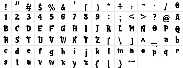 Boink Boink  glyph index