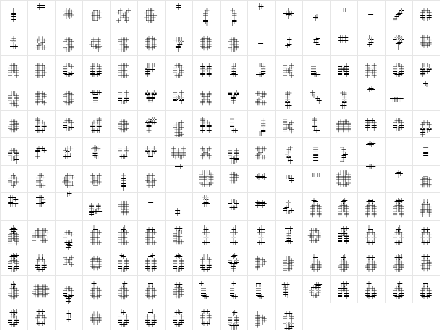 Overcross Light  glyph index