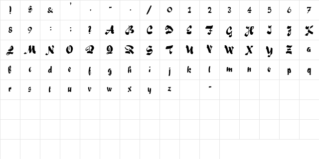 ScraperSSK Regular  glyph index