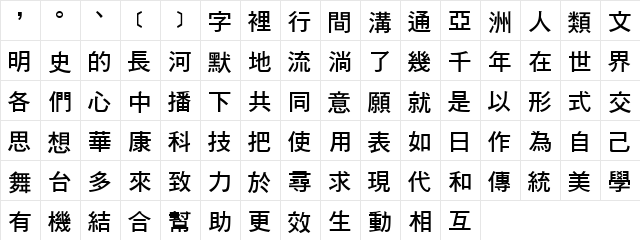 DFHeiBold1B Regular  glyph index