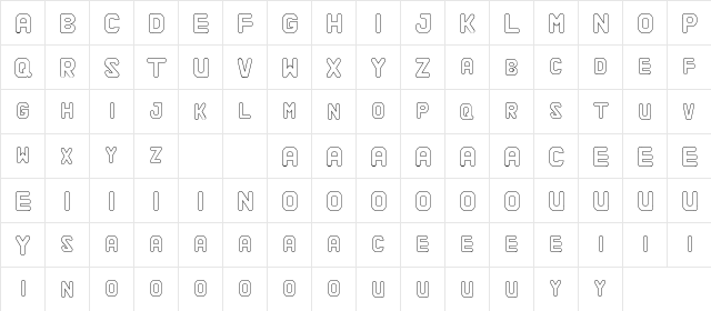 Alaqua Demo Outline Regular  glyph index