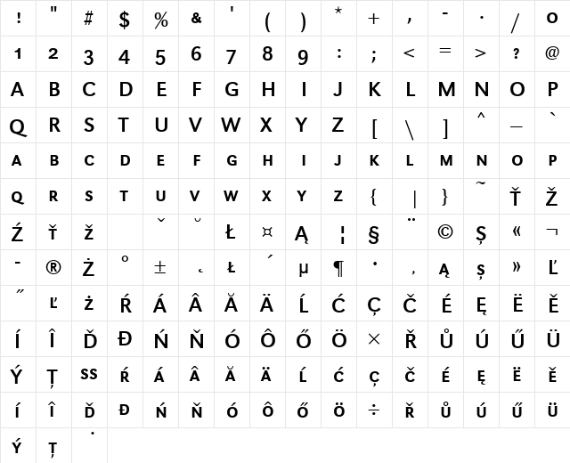 URWGroteskSCTEEReg Regular  glyph index