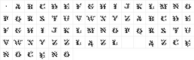 Gayane StO Regular  glyph index