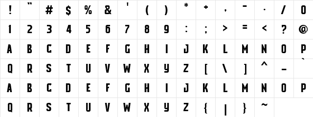 Cubadak Regular  glyph index