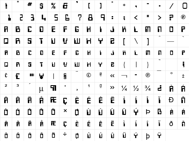 Keys Normal  glyph index