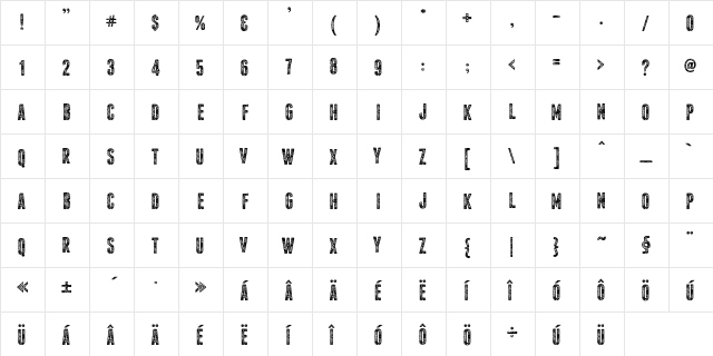 Cortina Regular  glyph index