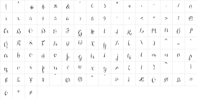Housemaid Regular  glyph index