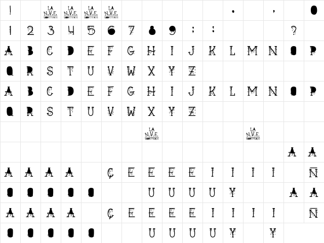 La Nueva Vieja Escuela Regular  glyph index
