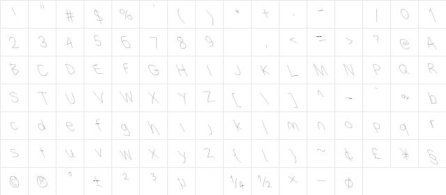 Filament Serie Three  glyph index