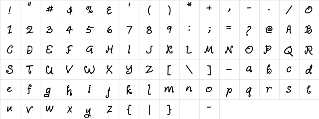 Falling Rain Regular  glyph index