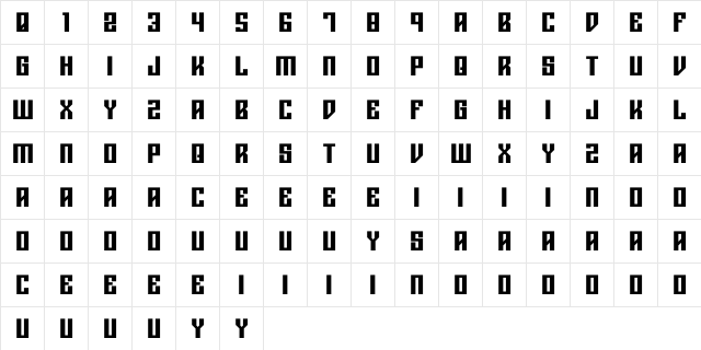 RigorMortis Bold  glyph index