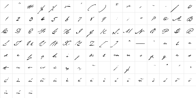 Touched 1 Regular  glyph index