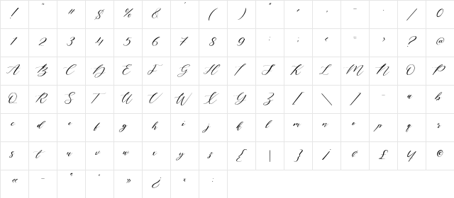 Lavineta Eisley Regular  glyph index