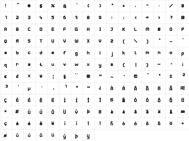 webpixel bitmap Black  glyph index