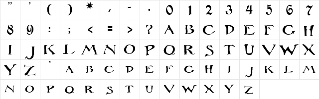 Rackham Regular  glyph index
