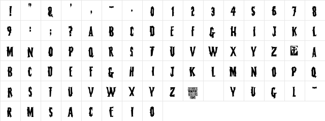 FearlessVampireKillers Regular  glyph index