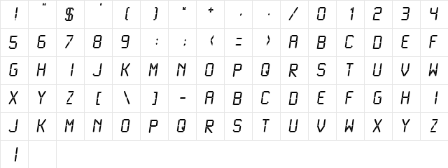LCDMono Normal  glyph index
