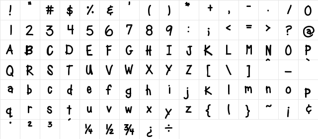 jsbdoublejointed Medium  glyph index