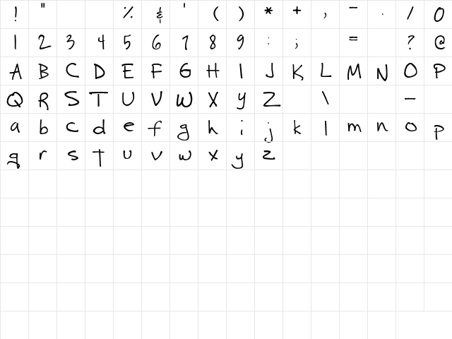 2Peas Busy Babs Regular  glyph index