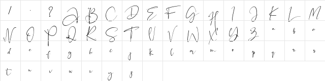 Black Pink Signature Regular  glyph index