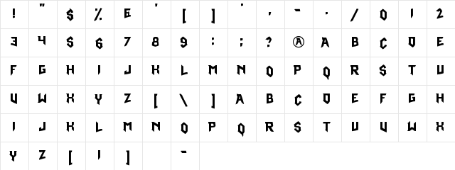 Omega Ruby Regular  glyph index