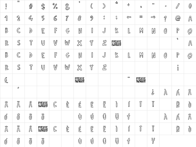 Fuente Manerismo Regular  glyph index