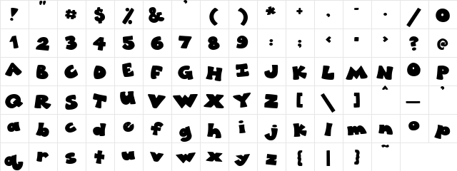 PC Chunky Jumbled Regular  glyph index