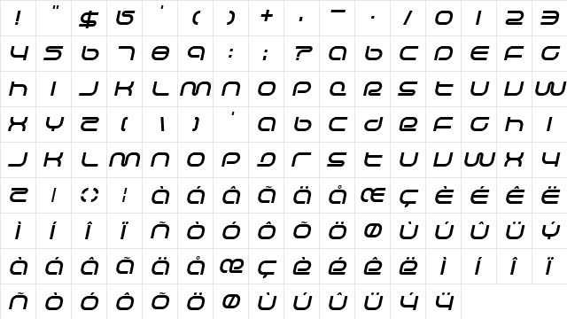 Life Support Bold Italic  glyph index