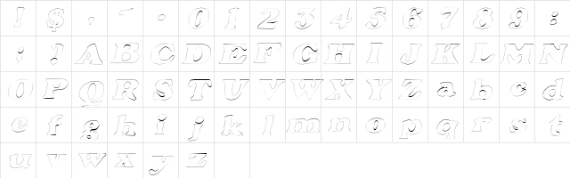 GrantOutline Oblique  glyph index