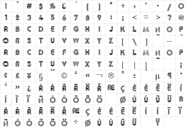 Aki Lines Regular  glyph index