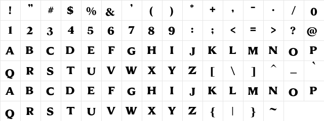Boheld Free DEMO Regular  glyph index
