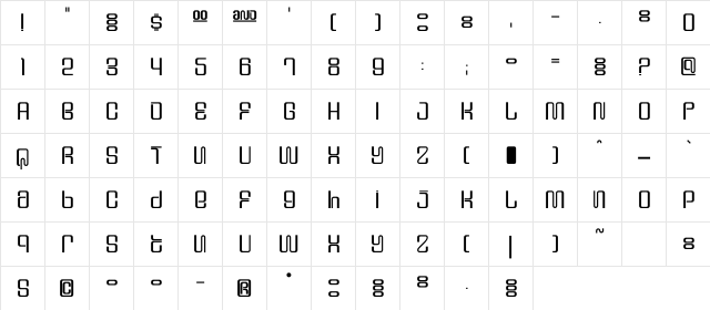 DS SupervixenC Regular  glyph index