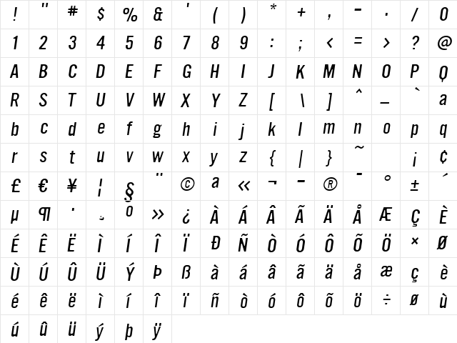 Ultramagnetic LightOblique  glyph index