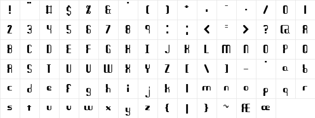Quandary (BRK) Regular  glyph index
