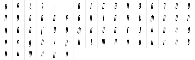 masquerouge italic Italic  glyph index