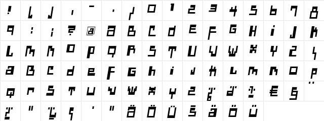 DadasAngie Regular  glyph index