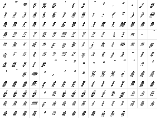 Voyage Fantastique Chrome Italic  glyph index