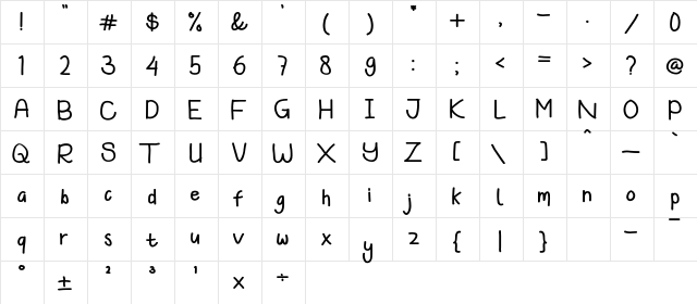 Koowalsky Regular  glyph index