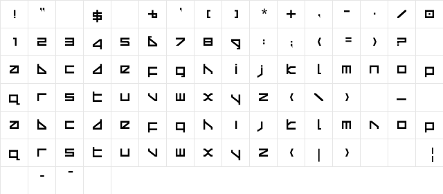 Delta Ray Regular  glyph index