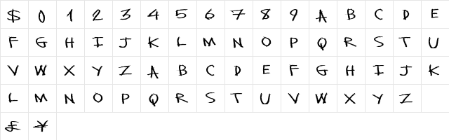 MonsterSlash Regular  glyph index