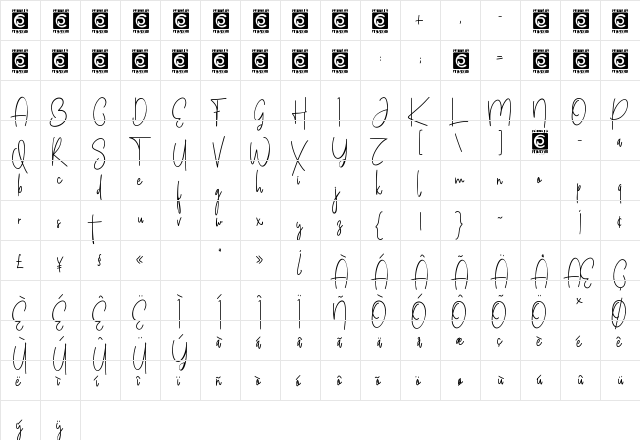 Sweety Lovers Personal Use Regular  glyph index
