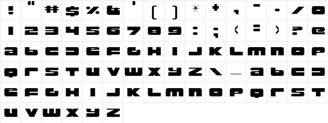 Rustproof Body Regular  glyph index