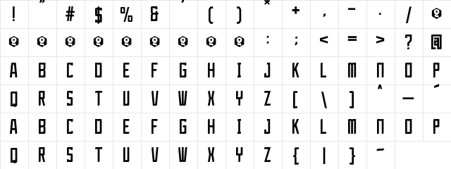 JerrySport Med uler Regular  glyph index