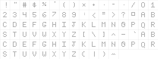 Stars Revenge Regular  glyph index