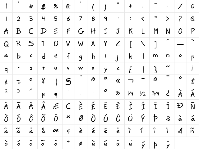 Marker SD Regular  glyph index
